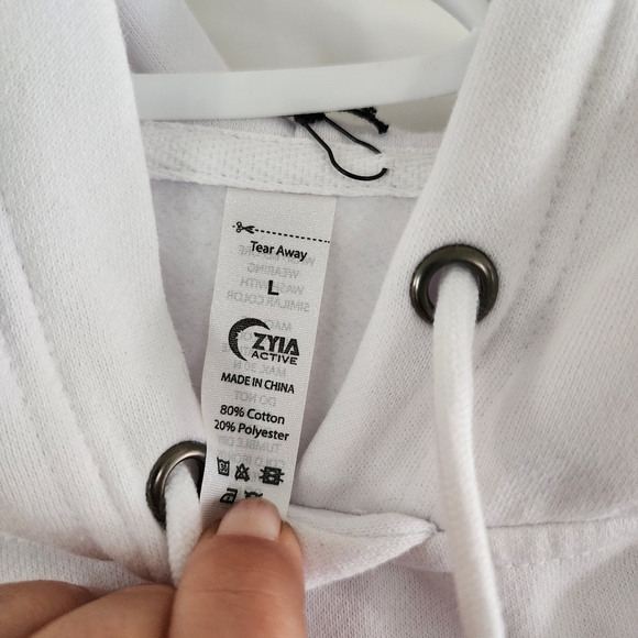 BNWT ZYIA white active band cropped hoodie size lg - Picture 3 of 6